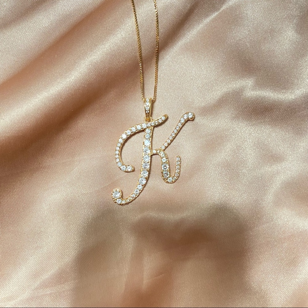 Gold Letter K Initial Necklace